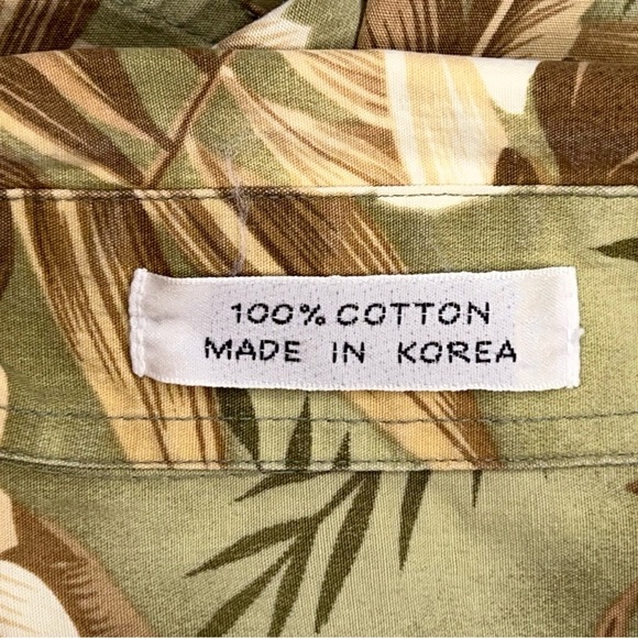 Vintage Medium Pierre Cardin Hawaiian Short Beige Olive Tropical Print Mens - Picture 12 of 14